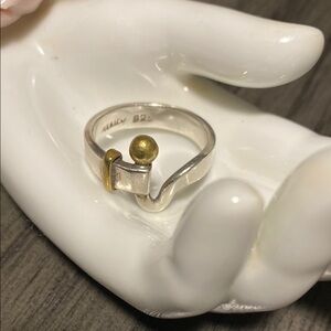 Contemporary Silver and Gold/Brass Asymmetrical Ring!!